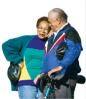 Mature, happy African American couple exercising together
